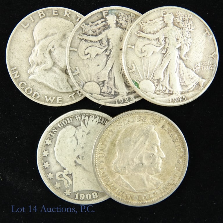 1893 - 1957 U.S. Silver Half Dollars (5) (1 of 5)