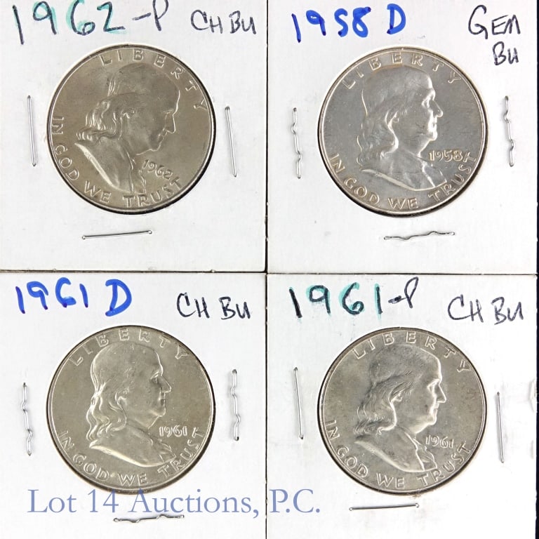 1958 - 1963 Silver Franklin 50c (CH BU) (4) (1 of 2)