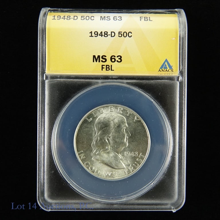 1948-D Silver Franklin 50c (ANACS MS63 FBL) (1 of 2)