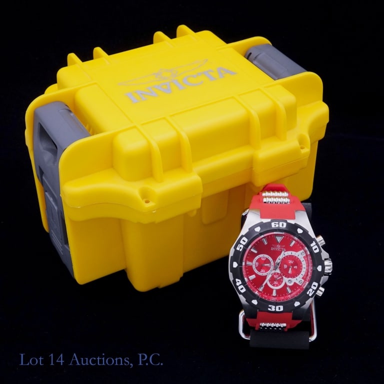 Invicta Pro Diver Men's Watch 24679: Invicta Pro Diver Men's Watch 24679. In original case. Watch running and keeping time. Appears new or almost new. Some scuffs on case. Case Size: 52mm. Case Material: Stainless Steel. Bezel Material: