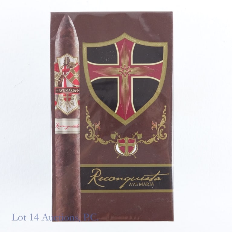 Ave Maria Reconquista Torpedo Cigars (5 Pack): Ave Maria Reconquista Torpedo Cigars, 7" x 54, Pack of 5, Wrapper: Brazilian Habano Oscuro, Medium strength. Coffin box NOT included.