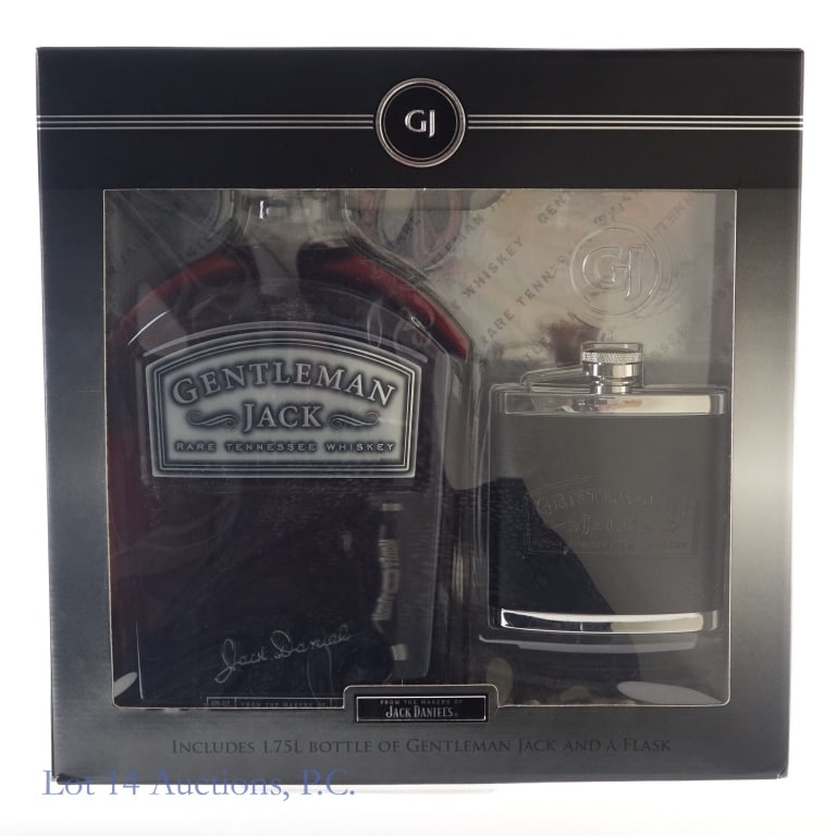 Gentleman Jack Rare Tenn. Whiskey Gift Set (1.75L): Gentleman Jack Rare Tennessee Whiskey Gift Set, 80 Proof, 1.75 Liters. Gift set includes Gentleman Jack flask. Box included to house set.