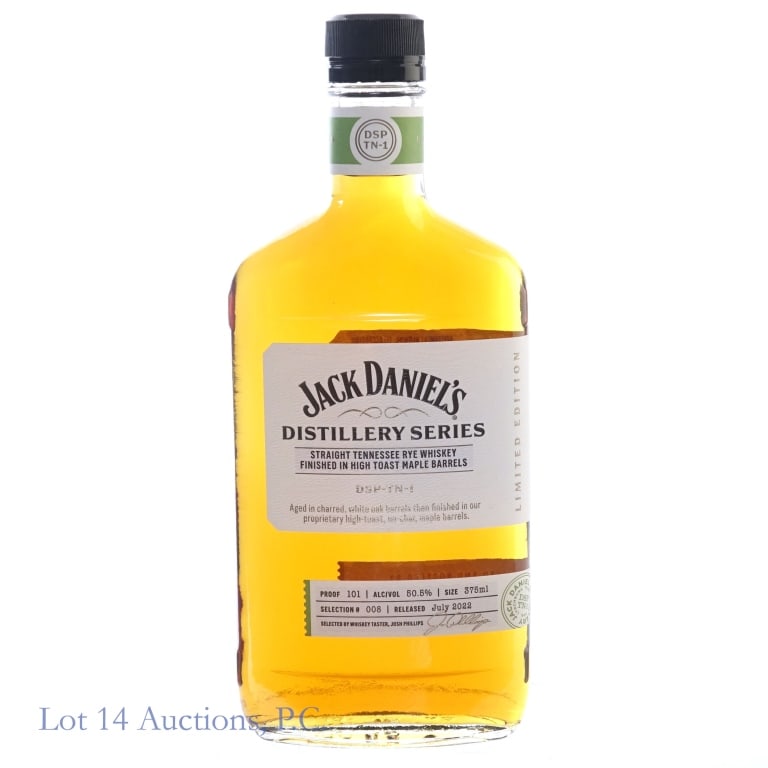 Jack Daniel's Distillery Series High Toast Maple: Jack Daniel's Distillery Series High Toast Maple Barrels Tennessee Rye, 101 Proof, 375 ml, Selection #8, Released: July 2022.