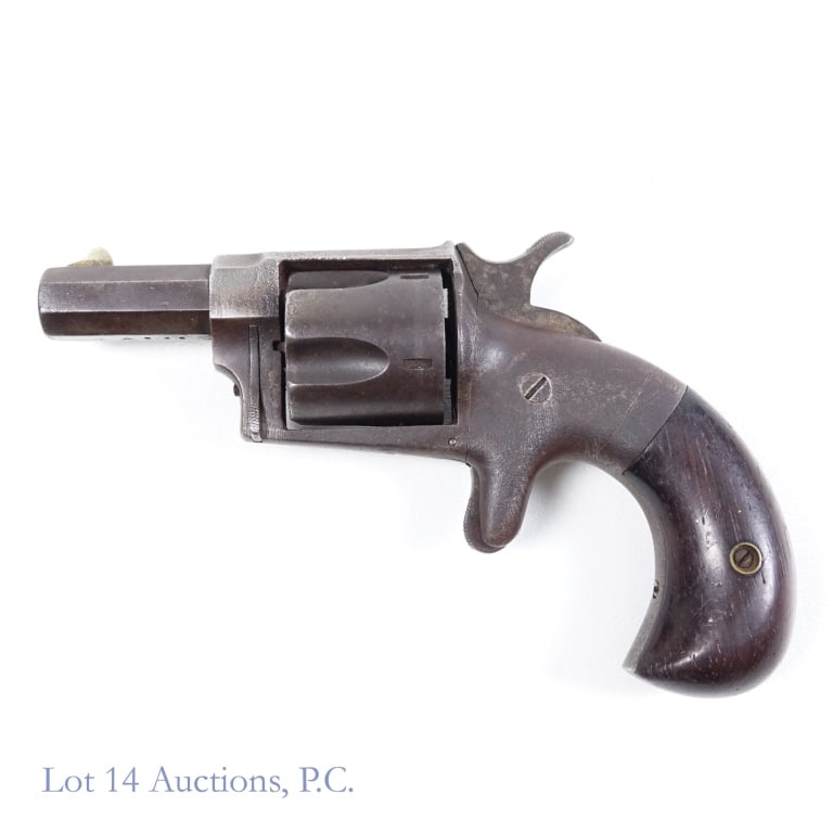 Hopkins & Allen XL No. 4 38 Cal. Revolver, 1871: Hopkins & Allen XL No. 4 38 Cal. 5 Round revolver. S/N A646. Pat Mar 23, 1871. Wood grips and spur trigger. NOTE: Hammer INTERMITTENTLY advances cylinder and locks. When hammer does lock back, trigger