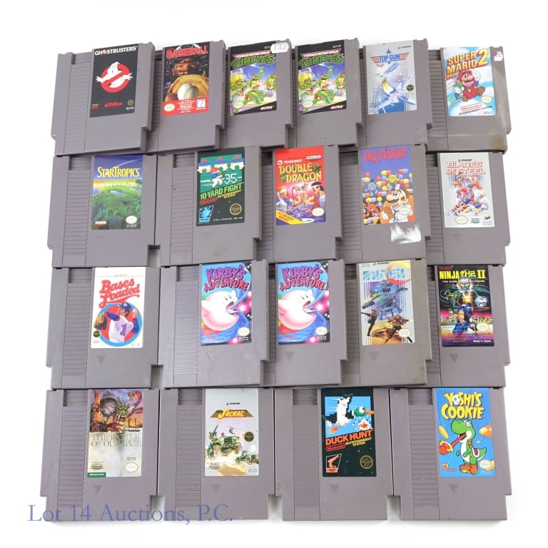 Nintendo Entertainment System Games (20): 20 Nintendo Entertainment System Games: Kirby's Adventure (2), Teenage Mutant Ninja Turtles (2), Konami, The Battle of Olympus, Jackac, Duck Hunt, Yoshi's Cookie, Tecmo Baseball, Jaleco, Double Dragon