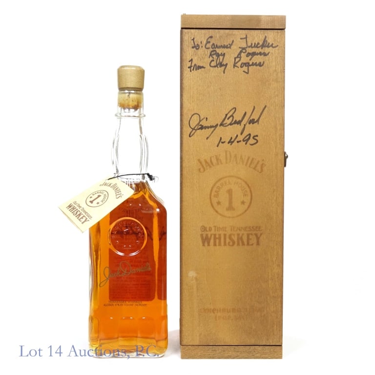 94 Jack Daniel's Barrel House 1 TN Whiskey, Signed: Jack Daniel's Barrel House 1 Tennessee Whiskey (1994), 94 Proof, 750 ml, Batch #B-002, Bottled: Summer 1994, Signed by Master Distiller Jimmy Bedford Bottling #3, Registration #1152, registered: 01-04