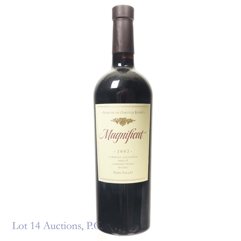 2002 Franciscan Oakville Est. Magnificat Red Blend: 2002 Franciscan Oakville Estate Magnificat Napa Valley Red Blend, 14.1% ABV, 750 ml, Vintage: 2002, Region: Napa Valley, California. "The initial aromas of ripe, grapey currant, leather and mineral tu
