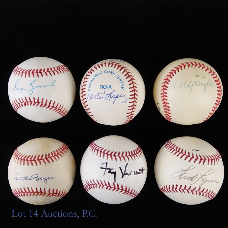 Collection Of 6 Signed Baseballs: Nice grouping of six signed baseballs. Included are signed baseballs from George Zuverink***Clete Boyer, Hector Lopez***Al Spangler***Fred Lynn***Fay Vincent.