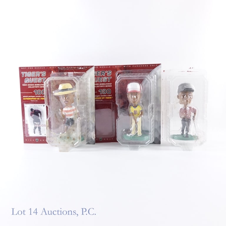 Tigers Quest Tiger Woods Bobble Heads (3): Tiger Woods Golf - Tigers Quest Bobble Heads (3). Complete set of Tiger's Quest bobble heads. Tiny Champ, Major Force and AM Sensation made by Upper Deck. Only Major Force card included. See photos fo