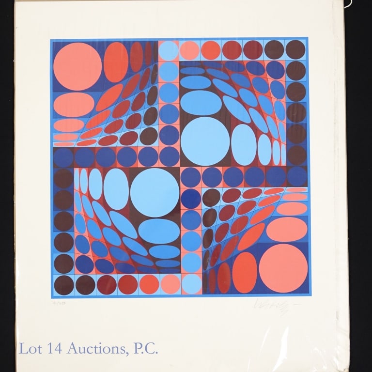 Signed Victor Vasarely "The2 II" Silkscreen: An original silkscreen by Hungarian-French artist Victor Vasarely titled "The2 II" . This piece is numbered 41/250. Signed on the bottom right. Paper measures approximately 23.5"L x 20.5"W. Image size