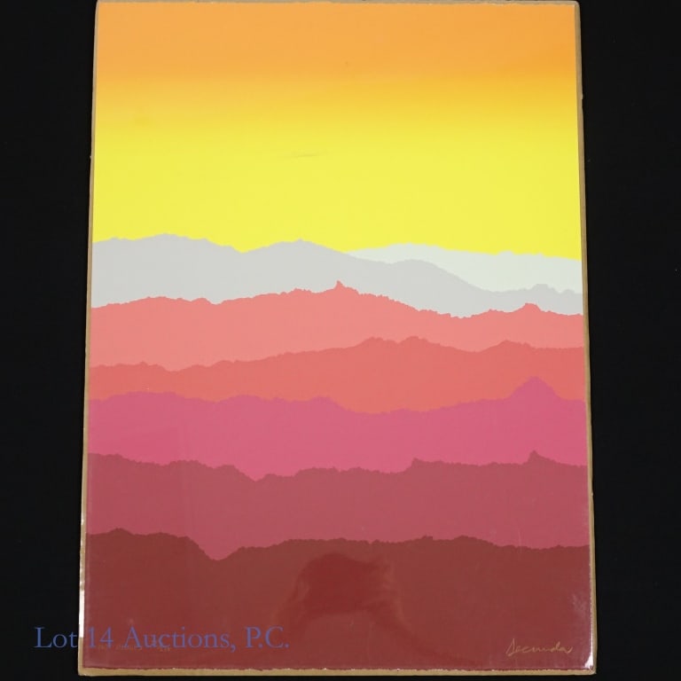 Signed Arthur Secunda "Hot Ridges" Print: An original print by American painter, sculptor, and printmaker Arthur Secunda titled "Hot Ridges" (1980). Signed on the bottom right. Measures approximately 22"L x 16"W. This is still wrapped in the