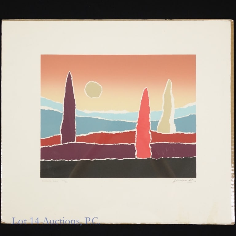 Signed Arthur Secunda "Another Place" Print: An original print by American painter, sculptor, and printmaker Arthur Secunda titled "Another Place" (1980). This piece is numbered 142/150. Signed on the bottom right. Measures approximately 17"L x