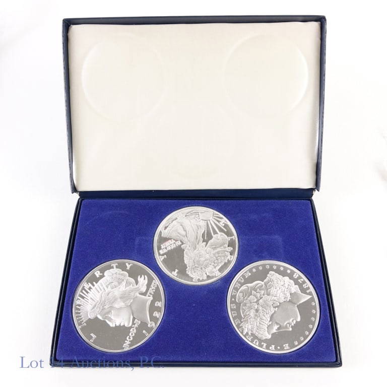 Silver-plated Replica Proof Copper Rounds (3) Auction