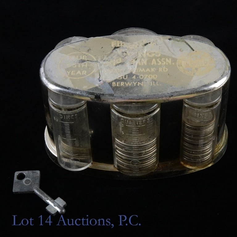 Mostly Silver Coins in Antique Coin Bank (75) (1 of 7)
