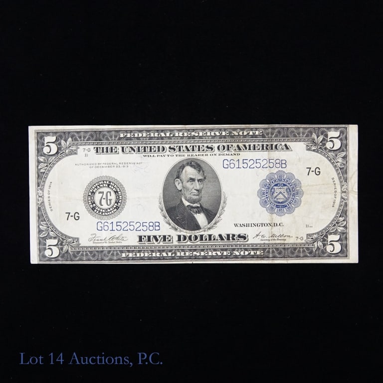 1914 $5 Federal Reserve Note - blue seal (1 of 5)