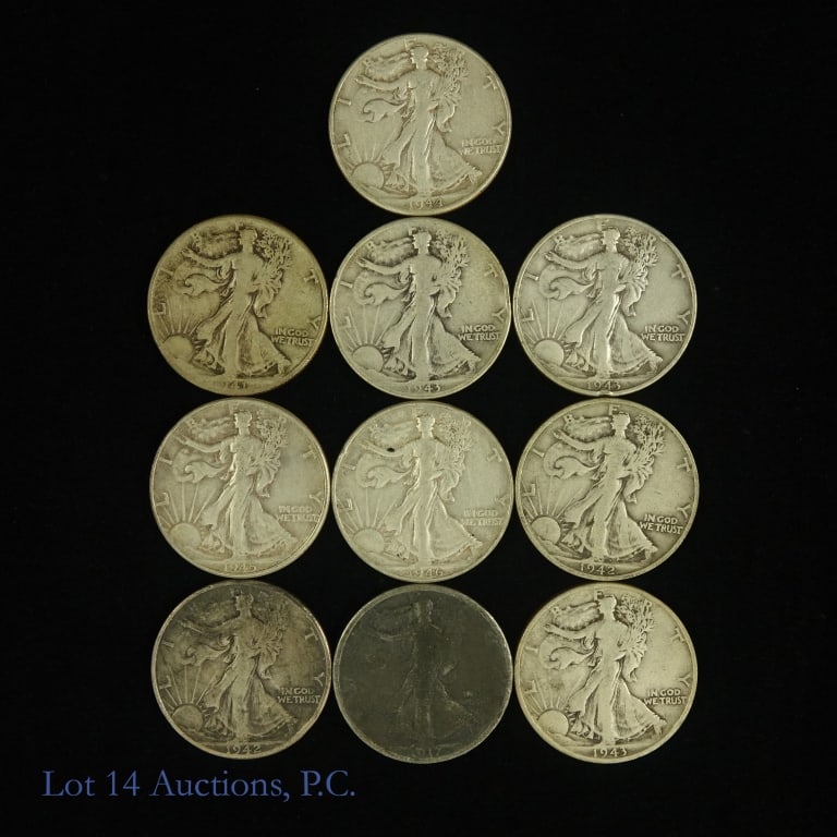 Silver Walking Liberty Half Dollars (10) (1 of 5)