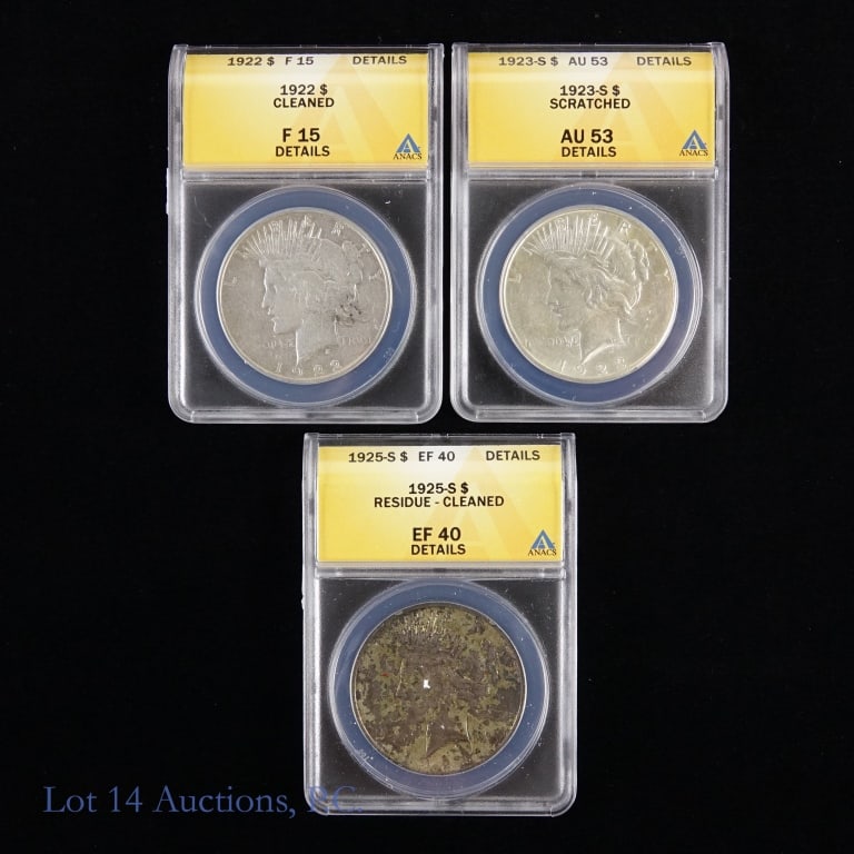 Silver Peace Dollars - ANACS Graded (3) (1 of 2)
