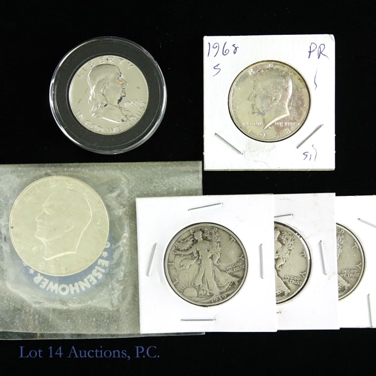 1939 - 1971 Silver U.S. 50c & $1 Coins (6) (1 of 7)