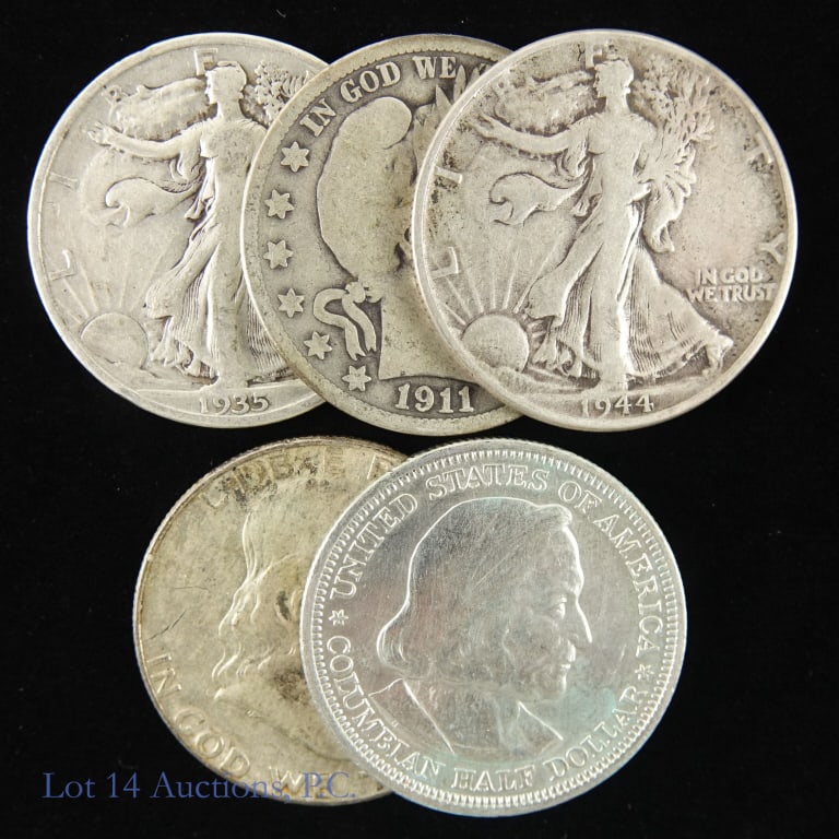 1893 - 1963 U.S. Silver Half Dollars (5) (1 of 5)