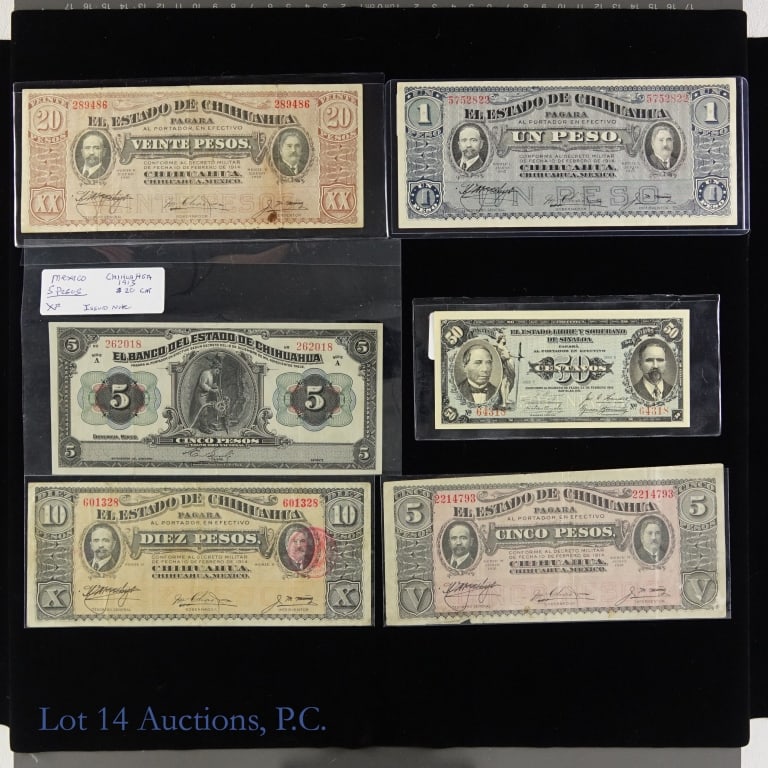 1913 - 1915 State of Chihuahua Currencies (6) (1 of 2)