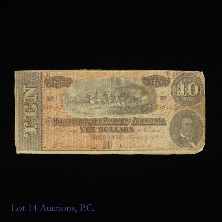 1864 $10 Confederate States of America (Fr. T68) (1 of 2)
