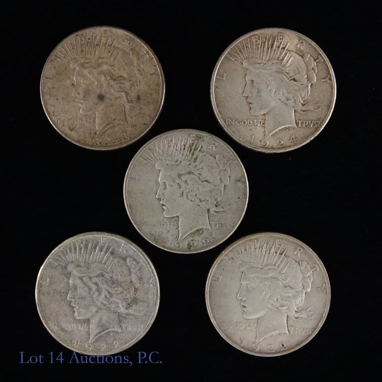 1922 - 1924 Silver Peace Dollars (5) (1 of 5)