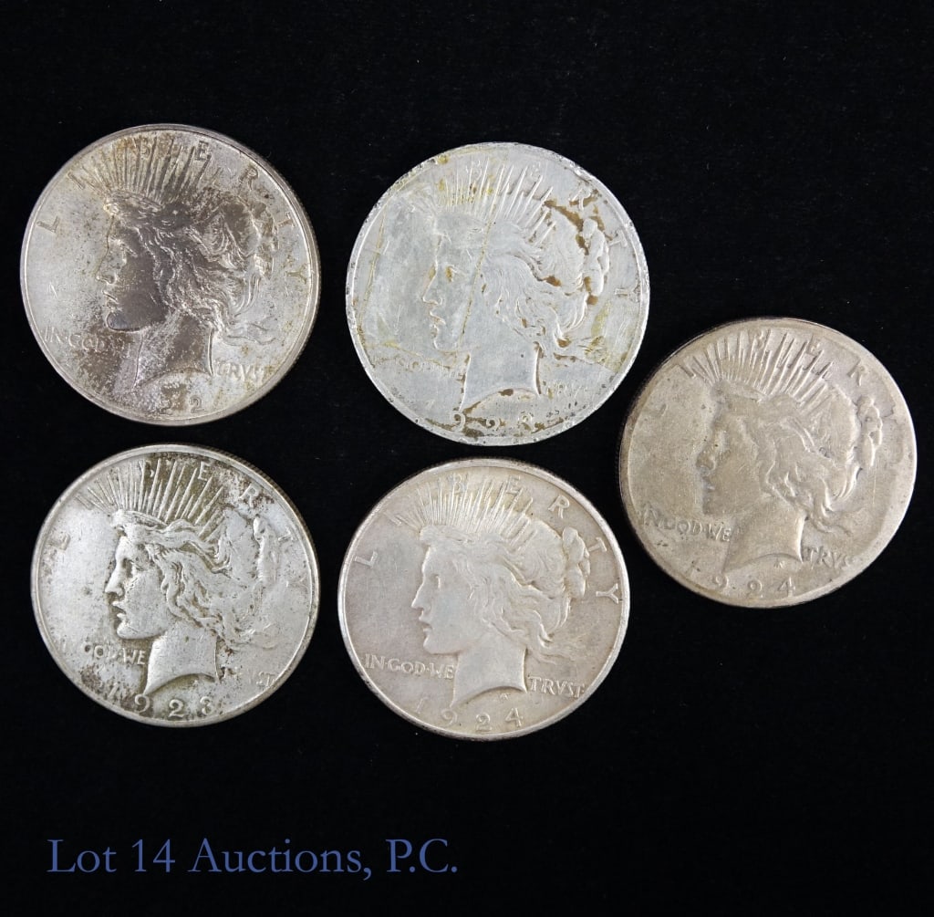 1922 - 1924 Silver Peace Dollars (5) (1 of 5)