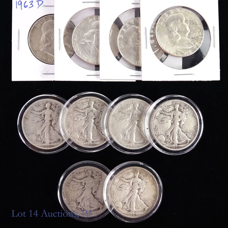 Silver Walking Liberty & Franklin 50c (10) (1 of 5)