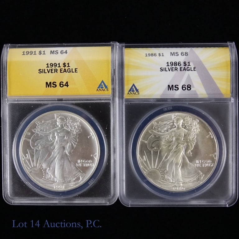 1986 & 1991 Silver Eagle (ANACS) (1 of 2)