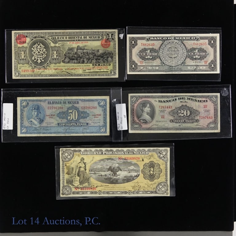1914 - 1972 Mexican Currencies (5) (1 of 2)