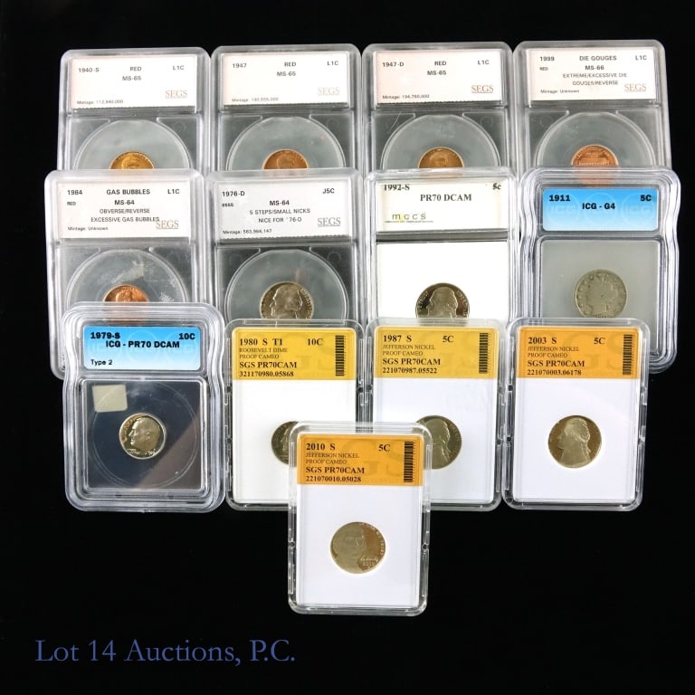 SEGS, ICG & SGS Graded U.S. Coins (12) (1 of 7)
