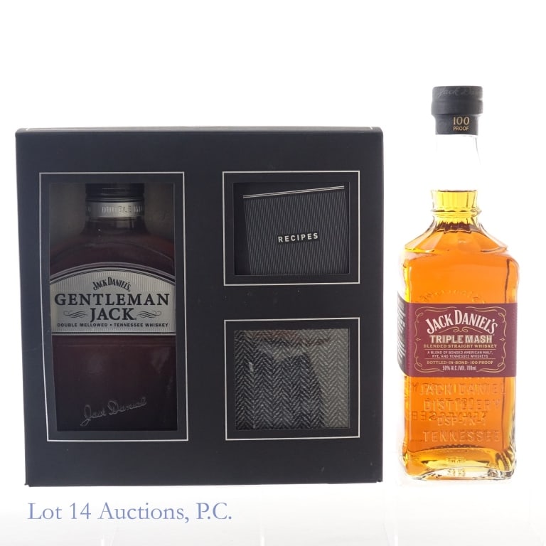 Jack Daniel's Triple Mash & Gentleman Jack Set: 1-Jack Daniel's Triple Mash Blended Whiskey, 100 Proof, 700 ml. 2-Gentleman Jack Tennessee Whiskey, 80 Proof, 750 ml. Gift set includes 4 Gentleman Jack coasters. Box included to house full set.