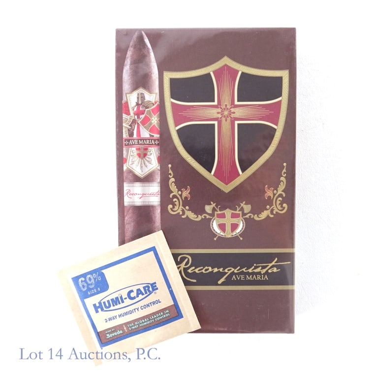 Ave Maria Reconquista Torpedo Cigars (5 Pack): Ave Maria Reconquista Torpedo Cigars, 7" x 54, Pack of 5, Wrapper: Brazilian Habano Oscuro, Medium strength. Origin: Nicaragua.