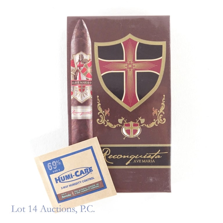 Ave Maria Reconquista Torpedo Cigars (5 Pack): Ave Maria Reconquista Torpedo Cigars, 7" x 54, Pack of 5, Wrapper: Brazilian Habano Oscuro, Medium strength. Origin: Nicaragua.