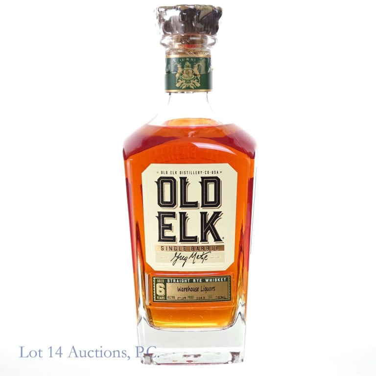 Old Elk 6 Year Single Barrel Rye Store Pick (2023): Old Elk 6 Year Single Barrel Rye (2023), 114.3 Proof, 750 ml, Warehouse Liquors Private Selection, Barrel #1294***Slight residue and staining on neck label from previous leak, bottle is no longer leak