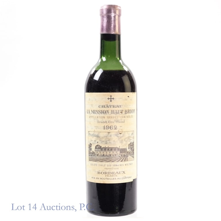 1962 Chateau La Mission Haut Brion Graves: 1962 Chateau La Mission Haut Brion Graves Grand Cru, %ABV: N/A, 750 ml, Vintage: 1962, Region: Bordeaux, France, Appellation: Graves. 90 rating by Wine Spectator. Severe sediment around neck of bottle