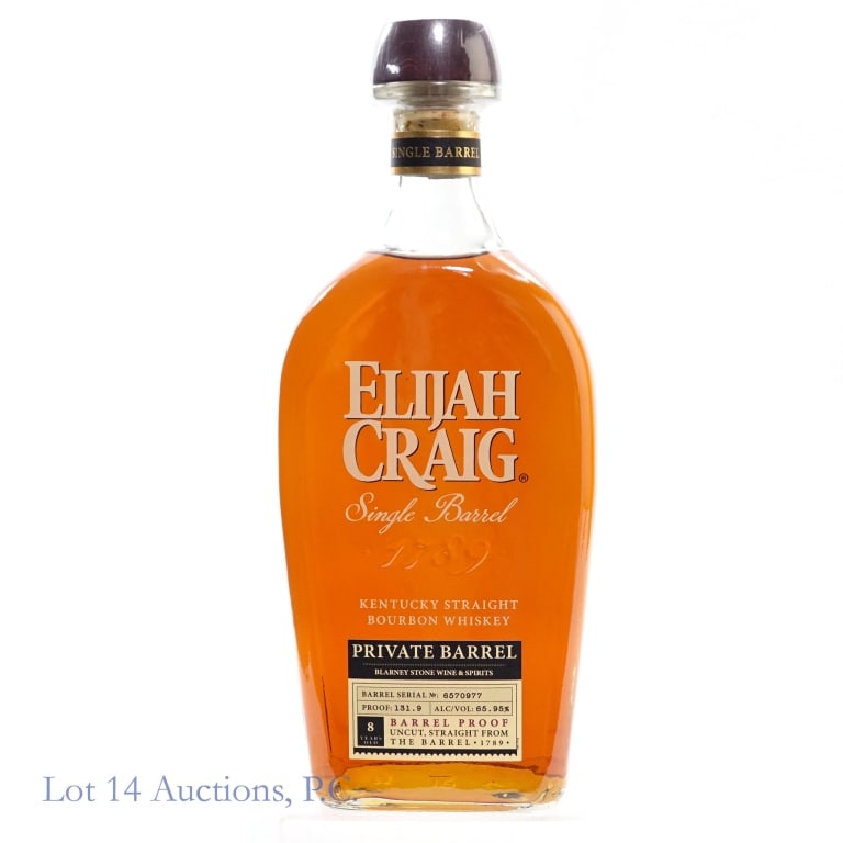 Elijah Craig 8 Year Barrel Proof Bourbon Pick: Elijah Craig 8 Year Barrel Proof Bourbon, 131.9 Proof, 750 ml, Blarney Stone Wine & Spirits Private Selection, Barrel #6570977.