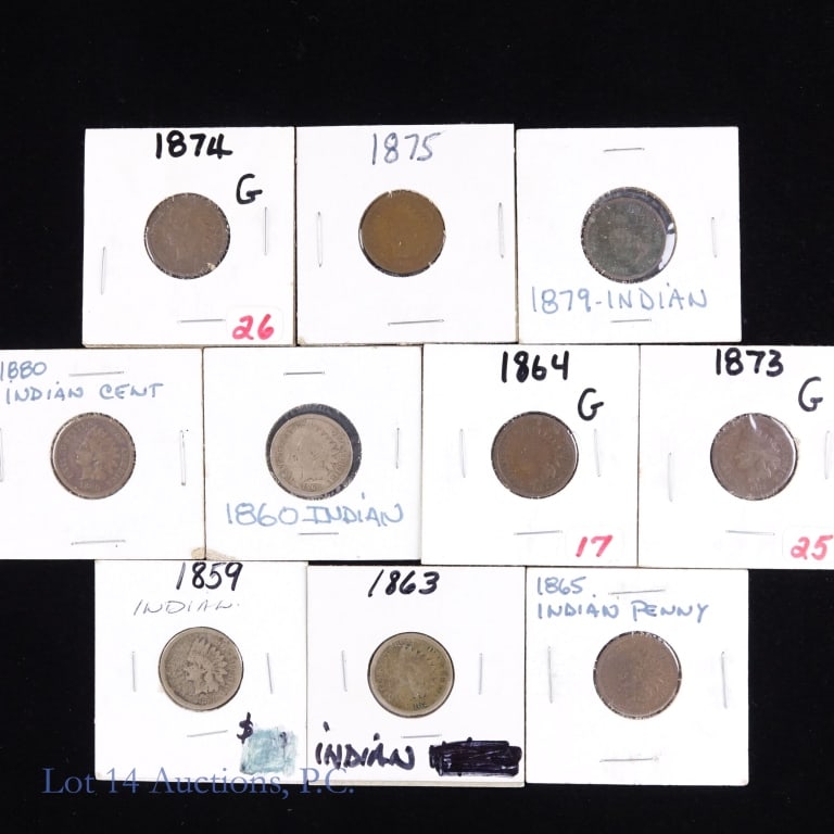 1859 - 1880 Indian Head Cents (10) (1 of 7)