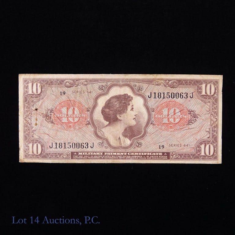 1965-1968 U.S. $10 Military Certificate (AU) (1 of 3)