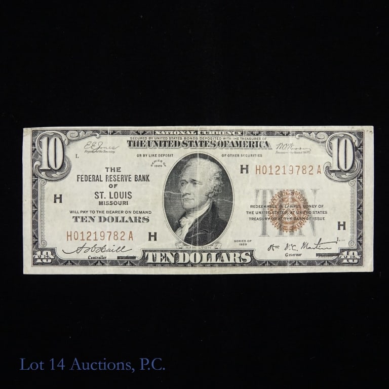 1929 $10 Federal Reserve Bank Note - Brown Seal (1 of 4)