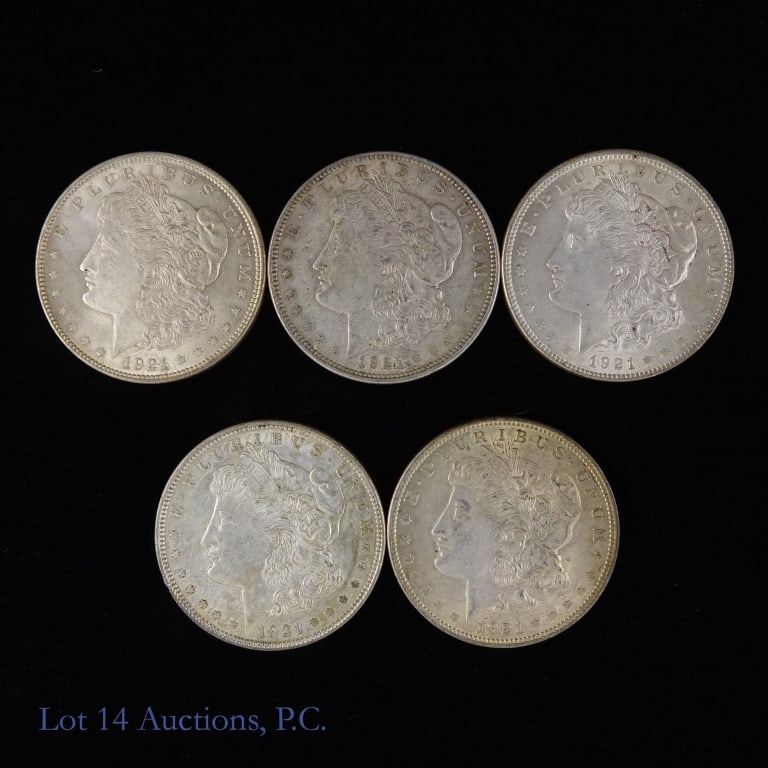 1921 Silver Morgan Dollars - AU - BU (5) (1 of 5)