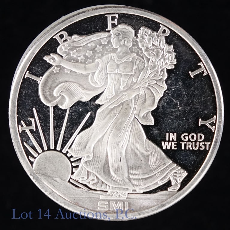 N/D SMI Silver Walking Liberty 1 ozt. Round (1) (1 of 2)