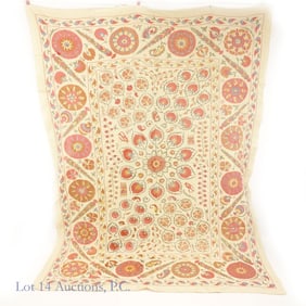 Suzani 20th C. Needlework Coverlet Uzbek