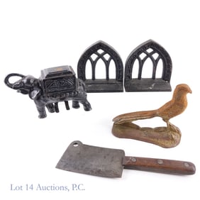 Cast Iron Elephant Cig. Disp., Bookends & Doorstop