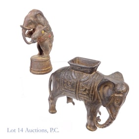2 Circus Elephant Cast Iron Still Banks