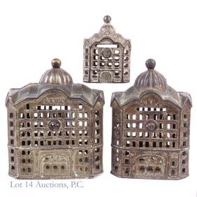 3 Cast Iron Still Banks Domed Bank Buildings