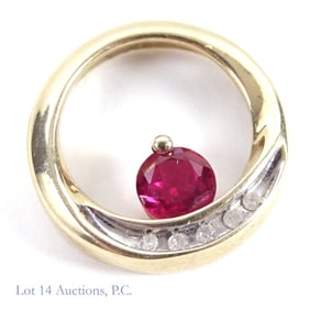 10k Y Gold Diamond Spinel Pendant