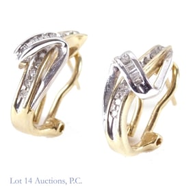 Sun 10k W & Y Gold Diamond Earrings