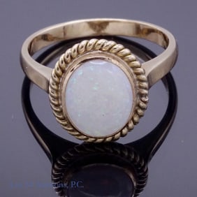 14k Y Gold + Fire Opal Ring