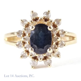 BH 14k Y Gold Topaz Diamond Ring
